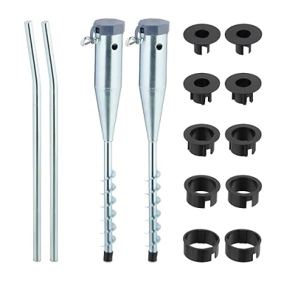 Afbeelding van Relaxdays grondanker parasol set van 2 grondboor met adapters 25 55 mm parasolboor