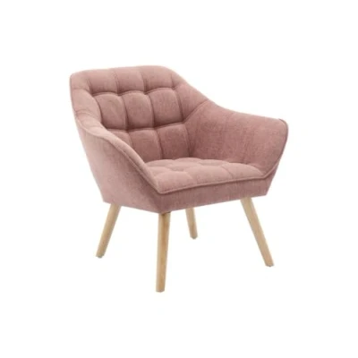 Afbeelding van Vente unique Fauteuil van roze gechineerde stof CASERTA L 82 cm x H 77 D 73