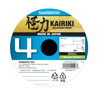 Afbeelding van Shimano Line Kairiki 4 3000m 0.315mm 29.9kg M Green Gevlochten lijn