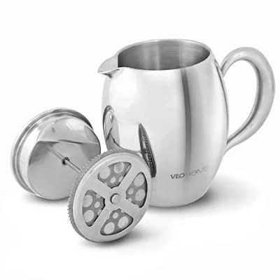 Afbeelding van VeoHome RVS Franse Pers 0.75 Liter Compact, Dubbelwandig &amp; Milieuvriendelijk Koffiegenot