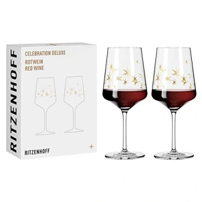 Afbeelding van Rodewijnglas, 540 ml, serie Celebration Deluxe set nr. 3, 2 stuks met echt goud,