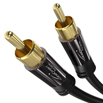Afbeelding van KabelDirekt 7,5 m RCA subwoofer kabel 1 cinch naar (audio/digitaal/videokabel (coax/stekker/stekker/stekker voor versterker/hifi, audio of composietvideosignaal, 75 ohm zwart)