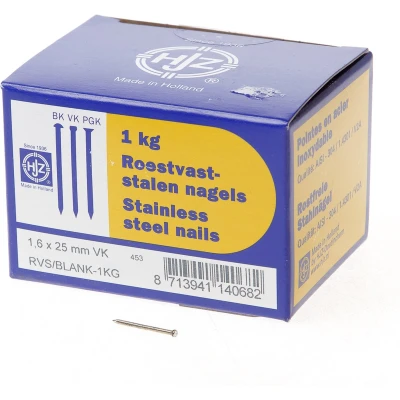 Afbeelding van Hjz RVS nagels verloren kop 1.6 x 25mm 1kg