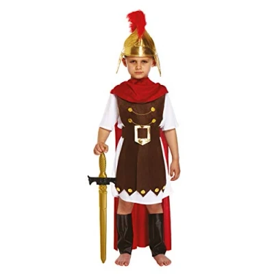 Afbeelding van 4 Delig Romeinse Gladiator Jongen Harnas/Riem/ Cape en Beenbeschermers Generaal Carnavalskleding 6 Jaar