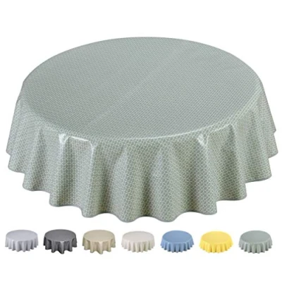 Afbeelding van Home Direct Tafelkleed van wasdoek PVC 160 cm (rond cm, saliegroen)
