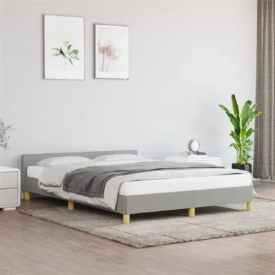Afbeelding van Bedframe met hoofdeinde stof lichtgrijs 140x190 cm