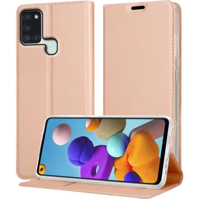 Afbeelding van Cadorabo Hoesje geschikt voor Samsung Galaxy A21s in CLASSY ROSE GOUD Beschermhoes met magnetische sluiting, standfunctie en kaartvakje Book Case Cover Etui