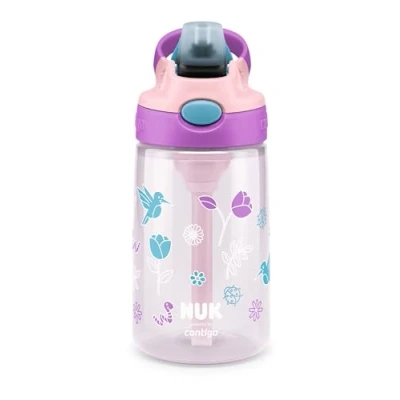 Afbeelding van NUK By Contigo Easy Straw Cup drinkfles met rietje voor kinderen (vanaf 4 jaar), gemaakt van duurzaam Tritan, BPA vrij, vaatwasmachinebestendig, 420 ml, tulp