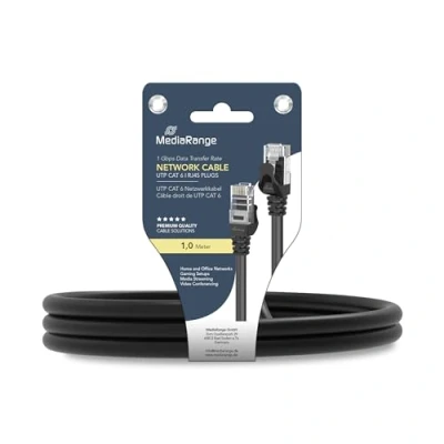 Image de Cable MediaRange Réseau RJ45 U/UTP C5e 1m noir (UTP)