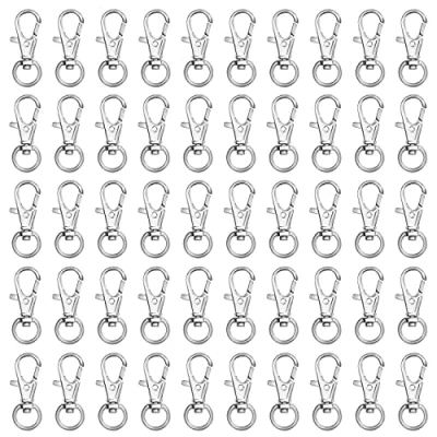 Afbeelding van Belle Vous Zilver Metalen Mini Swivel Kreeft Klemmen (50 Pak) 33 mm in Lengte Premium Lanyard Klem Haken voor Ringen, Ritsen, Hobby, Klemmen, Sieraden, Kettingen en Keychains