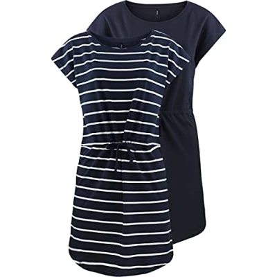 Afbeelding van Only Dames Jurk ONLMAY S/S DRESS 2er Pack regular fit Blauw L Ronde Hals Volwassenen