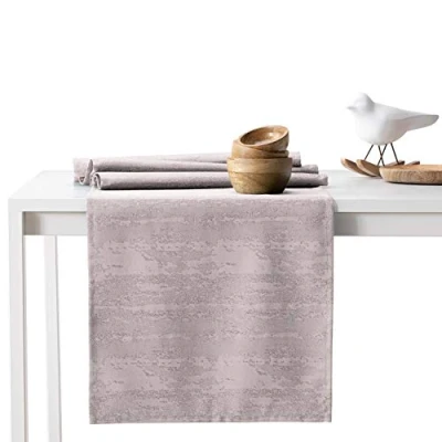 Afbeelding van AmeliaHome Tafelloper 40 x 120 cm, lotuseffect, waterafstotend, tafelloper, slangenhuid, poederroze