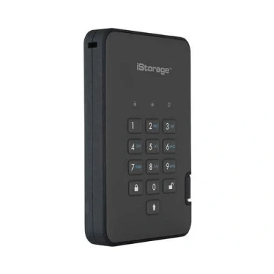 Image de iStorage diskAshur² Disque dur chiffré 2 To externe (portable) USB 3.1 Gen 1 5400 tours/min mémoire tampon : 8 Mo AES 256 bits FIPS 197 noir fantôme Conformité TAA