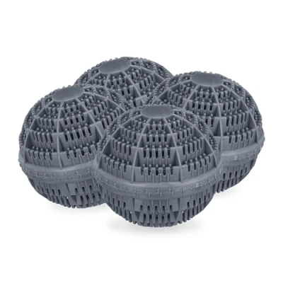 Afbeelding van Relaxdays wasbol wasmachine set van 4 eco wasballen keramische balletjes kunststof