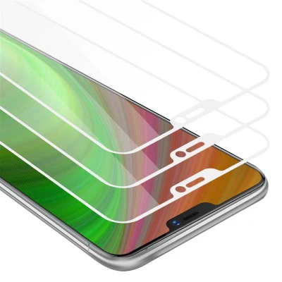 Afbeelding van Cadorabo 3x Screenprotector geschikt voor Vivo X21 Volledig scherm pantserfolie Beschermfolie in TRANSPARANT met WIT Getemperd (Tempered) Display beschermend glas 9H hardheid 3D Touch