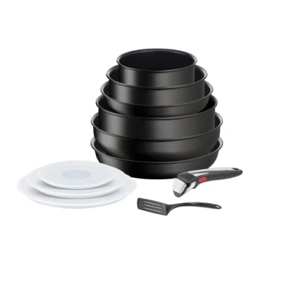 Afbeelding van Tefal Ingenio 11 delige set kookgerei, kookpannen, koekenpannen, wok, afneembaar handvat, inductie, antiaanbaklaag, stapelbaar, vaatwasmachinebestendig, gemaakt in Frankrijk, Eco Resist On L7679002