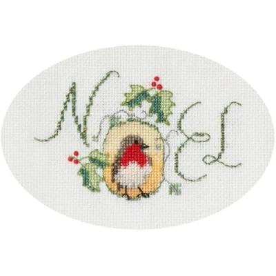Afbeelding van Derwentwater Designs Kruissteekset voor kerstkaart, roodborstje, kerstkaarten, borduurset