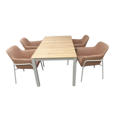 Afbeelding van Set van Arashi tafel 169x90 cm salix/teak en 4 Take stoelen salix/terracotta Yoi