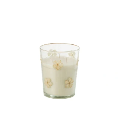 Afbeelding van J Line Geurkaars Bloemen Glas Transparant Medium 55 Uur