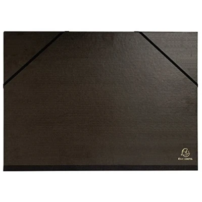 Afbeelding van Tekenkarton van kraftpapier, zwart, gelakt met elastieken en 3 kleppen, 32 x 45 cm A3