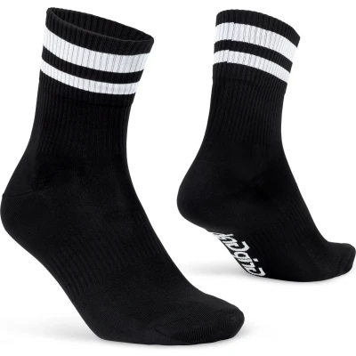 Afbeelding van GripGrab Original Stripes Crew Zomer Fietssokken Gestreepte Retro Wielersport Sokken Coolmax Unisex Zwart Maat L (44 47)