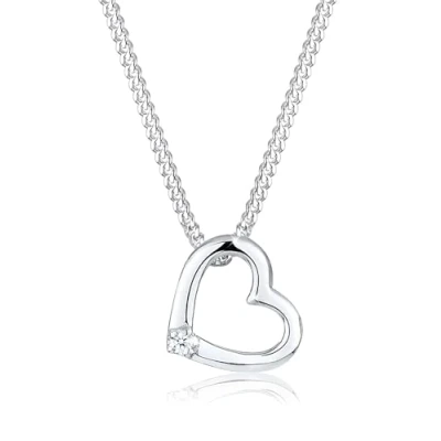 Afbeelding van Elli PREMIUM Dames Halsketting Hart Hanger Liefde Fijn met Diamant (0.015 ct.) in 925 Sterling Zilver