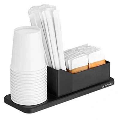 Afbeelding van Navaris organizer Voor koffieaccessoires suiker, melk en theezakjes Met cuphouder Zwart