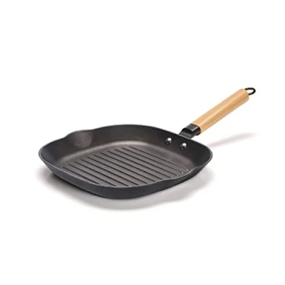 Afbeelding van Qulinart by Brandt, Ultralichte gietijzeren pan met anti aanbaklaag van honingraat, grillpan, 28 cm, zwart, voor alle warmtebronnen, inclusief inductie, PFOA vrij, verwarmt gelijkmatig