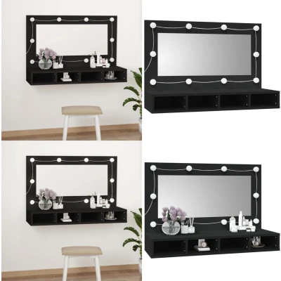 Afbeelding van vidaXL Spiegelkast met LED verlichting 90x31,5x62 cm zwart