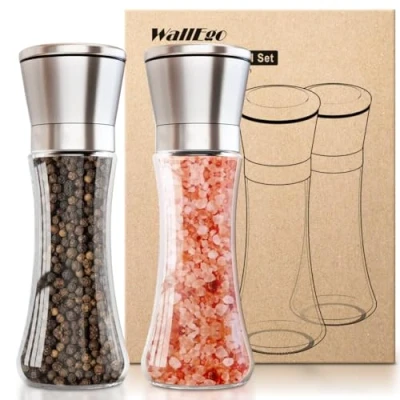 Afbeelding van Zout en peper Grinder Set, Verstelbare Grofheid Grof &amp; Fijne Shakers, Premium Keramische Glas Body Pepermolens [Zonder Spice Inhoud]