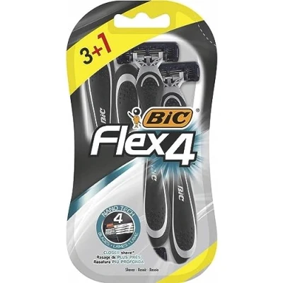 Afbeelding van BIC Flex4 Wegwerpscheerapparaat voor heren een grondige en snelle scheerbeurt, blister met 3 + 1 scheermesjes, standaard