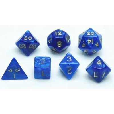 Afbeelding van Dobbelstenen Set blauw marmer/parelmoer 7 st. : HOT Games