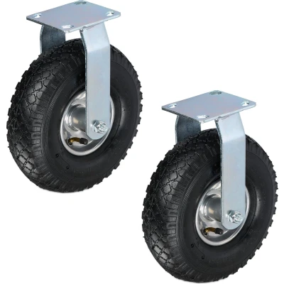 Afbeelding van Relaxdays bokwiel luchtband set van 2 3.00 4 tot 120 kg zwart zilver