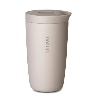 Afbeelding van Vinsun Koffiebeker om mee te nemen, 350 ml, lekvrij, dubbelwandig, geïsoleerd, roestvrij staal, warme en koude dranken, met Quick Press sluiting, effen kleur