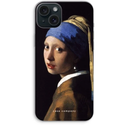 Afbeelding van Case Company® hoesje geschikt voor iPhone 15 Plus The Pearl Earring Soft Cover Telefoonhoesje Bescherming aan alle Kanten en Schermrand