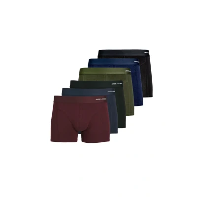 Afbeelding van Jack &amp; Jones Heren Boxershorts Trunks Effen JACBASIC Bamboe 6 Pack Rood/Zwart/Blauw/Groen Maat L