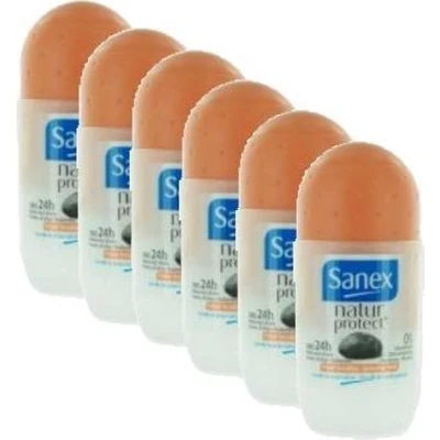 Afbeelding van Sanex Natur Protect Gevoelige Huid 0% Alcohol Deodorant Roller 6x50ml Voordeelverpakking