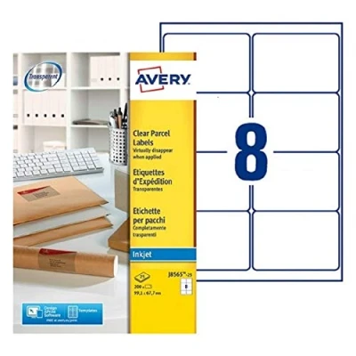 Afbeelding van Etiket Avery J8565 25 99.1x67.7mm transparant 200stuks