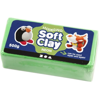 Afbeelding van Creotime Soft Clay afm 13x6x4 cm neon groen 500gr