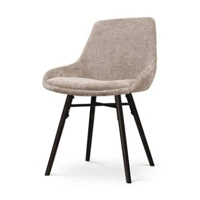 Afbeelding van Nolon Nena Isa Eetkamerstoel Bruin Stof Zonder Armleuning Zwarte Houten Poten Scandinavisch Comfortabel