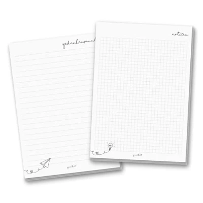 Afbeelding van Set van 2 notitieblokken in A5 formaat, 50 vellen, notities en verzamelaars gedachten, geruit gelinieerd, schrijfblok om te scheuren voor kantoor, werk, thuis I dv_505