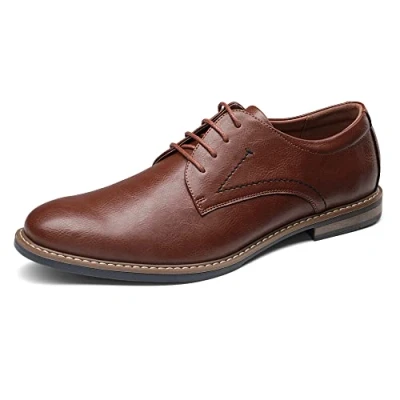 Afbeelding van Bruno Marc Herenschoenen, klassieke zakelijke leren schoenen veterschoenen Derby Oxfords bruiloftsschoenen, bruin, 42 EU