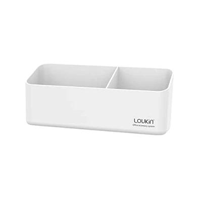 Afbeelding van loukin magnetische en zelfklevende markeerhouder, droog afwisbare accessoirebak, opbergorganizer voor whiteboard, glas of koelkasten (wit)