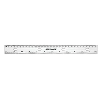 Afbeelding van Liniaal Westcott plastic 30cm met ordner gaten