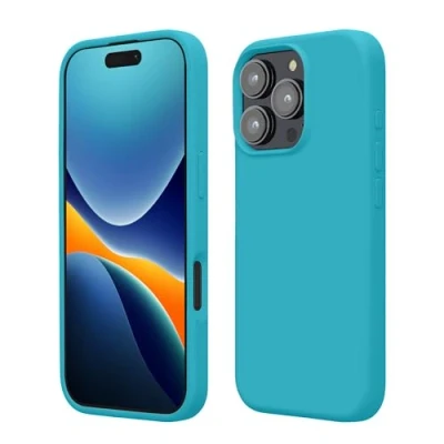 Afbeelding van kwmobile telefoonhoesje geschikt voor Apple iPhone 16 Pro Max Hoesje met siliconen coating Smartphone case in ijsblauw