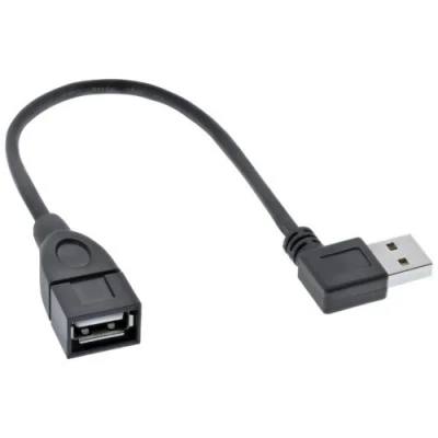 Image de InLine Smart Cable Rallonge de câble USB (F) 90 en angle, réversible pour (M) 2.0 20 cm noir