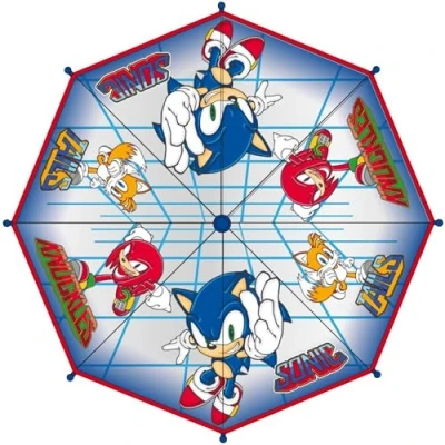 Afbeelding van Sonic bubbelparaplu, handmatig te openen, kleur blauw, bedrukt met en vrienden, gemaakt van 100% POE glasvezelstructuur, origineel product ontworpen in Spanje, Blauw