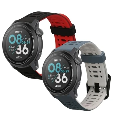 Afbeelding van kwmobile 2x horlogebandjes geschikt voor COROS PACE 3 / APEX 2 Pro 46mm bandje Smartwatch bandjes van TPU Activity tracker horloge band in zwart rood donkergrijs grijs