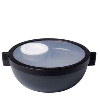 Afbeelding van Mepal Vita Basic Bento lunchbowl 1500 ml 4 vakken waarvan 2 uitneembare bakjes box Salade lunchbox Nordic black