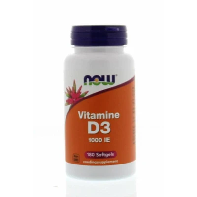 Afbeelding van NOW Vitamine D3 1000 IE Softgels 180st